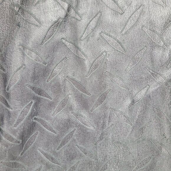 Vtg 80's Leather Trench Coat Rare Rocker Punk Tire Track Embossed Black Sz S - Picture 16 of 16